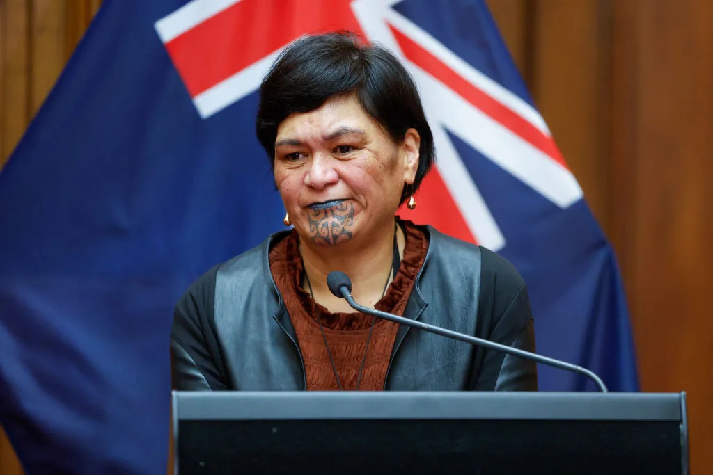 New Zealand Minister of Foreign Affairs Nanaia Mahuta speaks during a press conference at Parliament in Wellington, New Zealand on Oct. 4, 2022. (Hagen Hopkins/Getty Images)