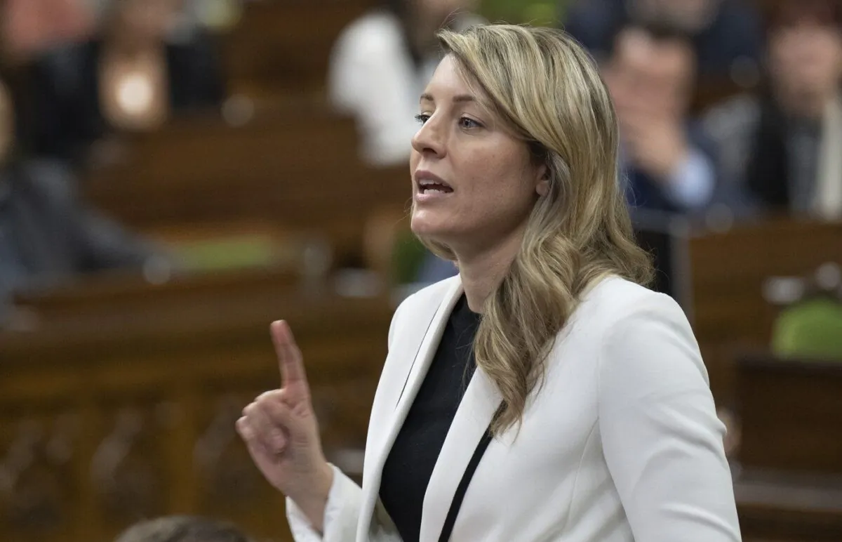 Foreign Affairs Minister Melanie Joly rises during Question Period, Mar. 23, 2023 in Ottawa. (The Canadian Press/Adrian Wyld)
