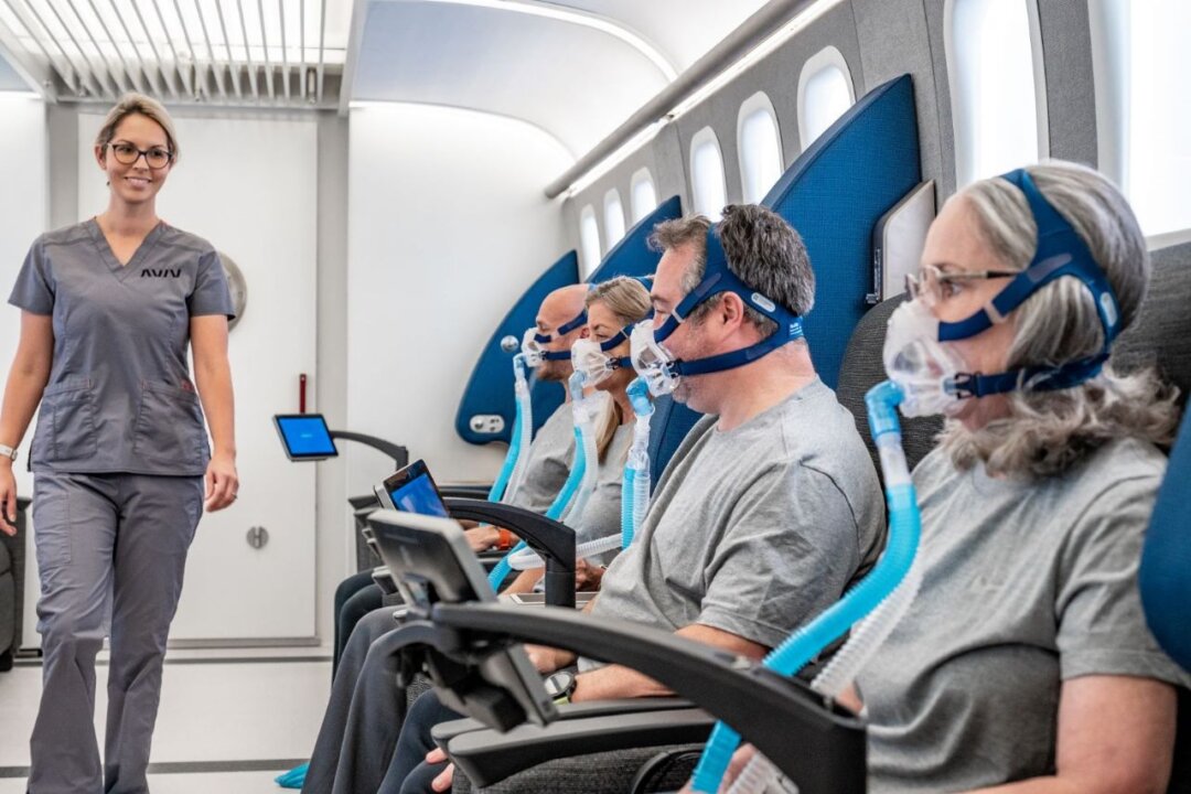 Patients in a hyperbaric chamber in an undated photo. (Courtesy of Aviv Scientific)