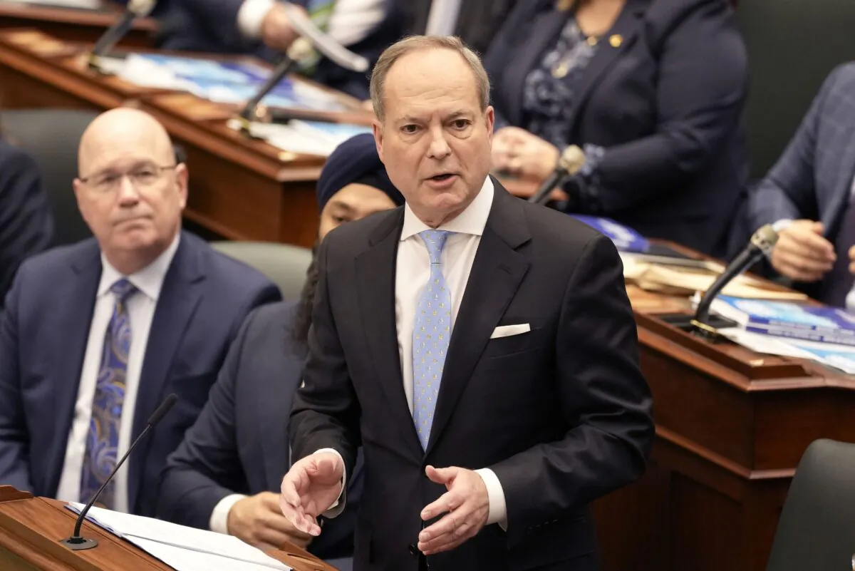 Ontario Finance Minister Peter Bethlenfalvy tables the provincial budget at the legislature at Queen's Park in Toronto on March 23, 2023. (The Canadian Press/Frank Gunn)