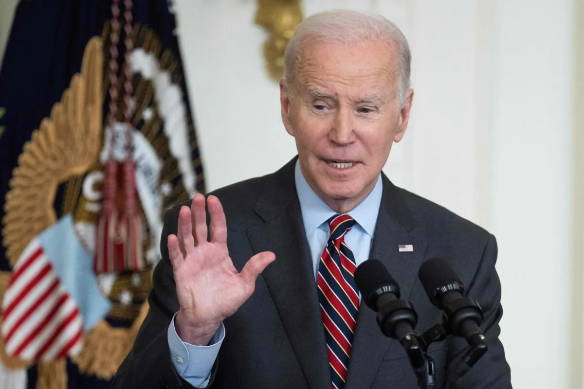 President Joe Biden speaks during an event at the White House in Washington on March 27, 2023. (Jim Watson/AFP via Getty Images)