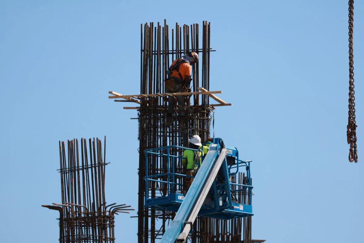 Construction workers on a job site in Miami on March 10, 2023. (Joe Raedle/Getty Images)