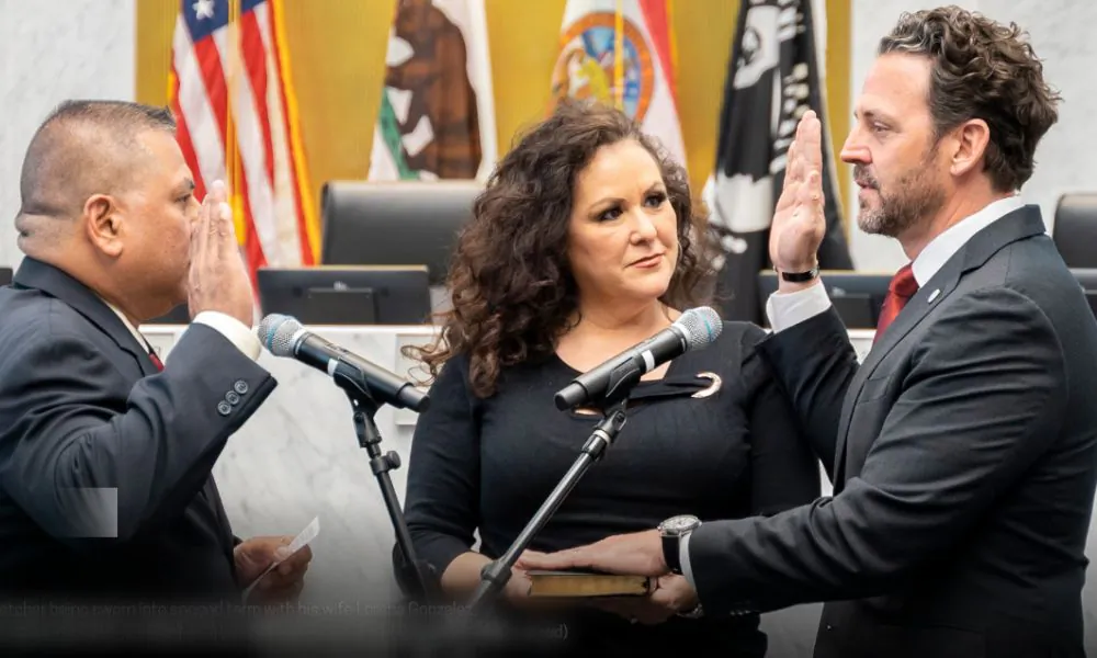 Nathan Fletcher (R) swears into the San Diego Board of Supervisors. (Courtesy of the San Diego Board of Supervisors)