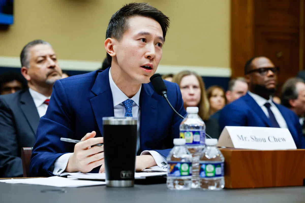 TikTok CEO Shou Zi Chew testifies before the House Energy and Commerce Committee in the Rayburn House Office Building on Capitol Hill in Washington on March 23, 2023. (Chip Somodevilla/Getty Images)