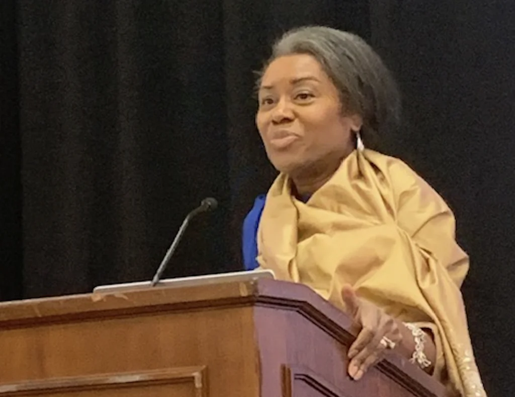 Virginia Lt. Gov. Winsome Earle-Sears speaks at the 2nd Annual Virginia Education Summit sponsored by The Middle Resolution Policy Foundation in Glen Allen, Va., on March 25, 2022. (Masooma Haq/The Epoch Times)