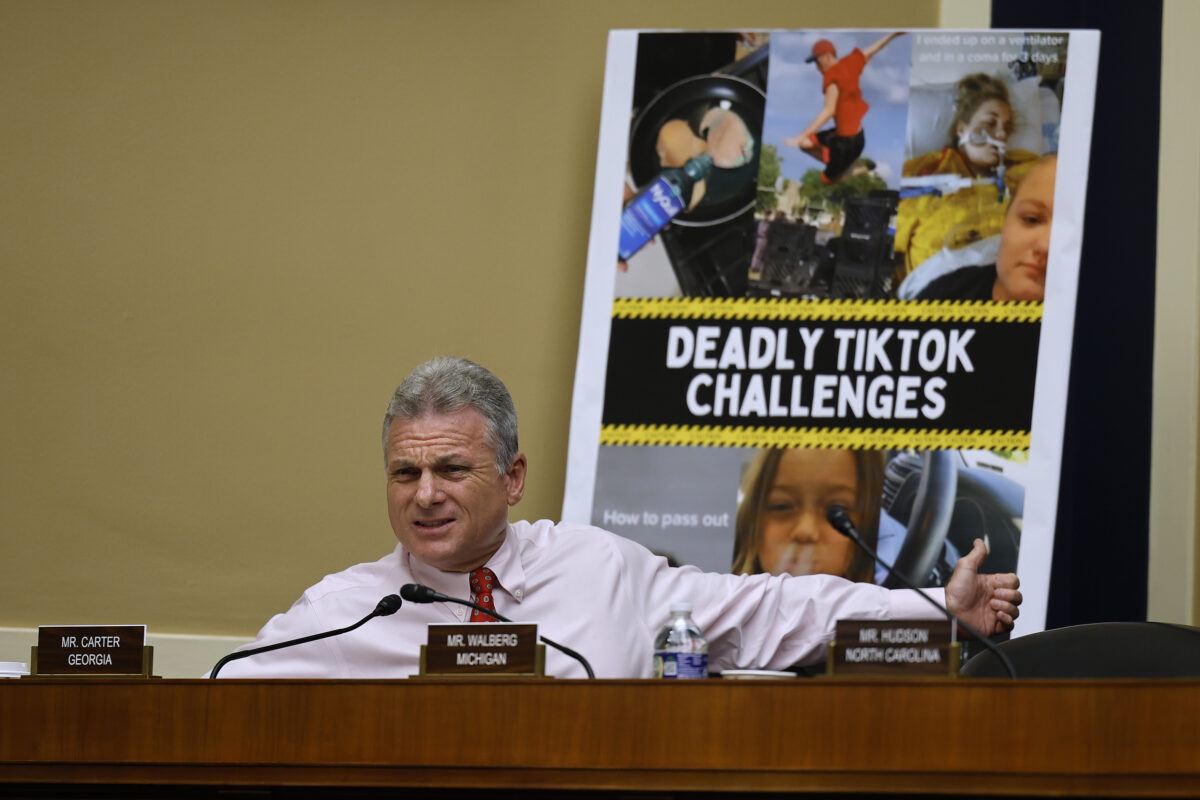 House Energy and Commerce Committee member Rep. Buddy Carter (R-Ga.) questions TikTok CEO Shou Zi Chew during a committee hearing in the Rayburn House Office Building on Capitol Hill in Washington on March 23, 2023 (Chip Somodevilla/Getty Images)