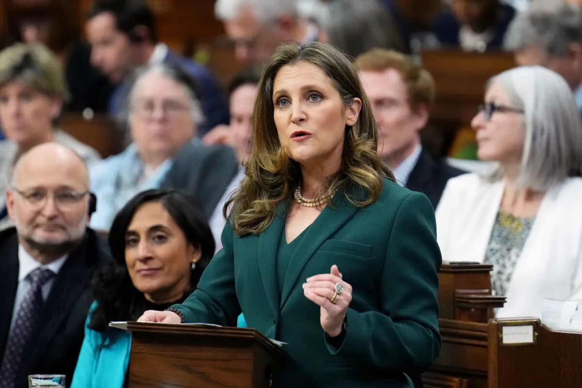 Minister of Finance Chrystia Freeland delivers the federal budget in the House of Commons on Parliament Hill in Ottawa on March 28, 2023. (Sean Kilpatrick/The Canadian Press)