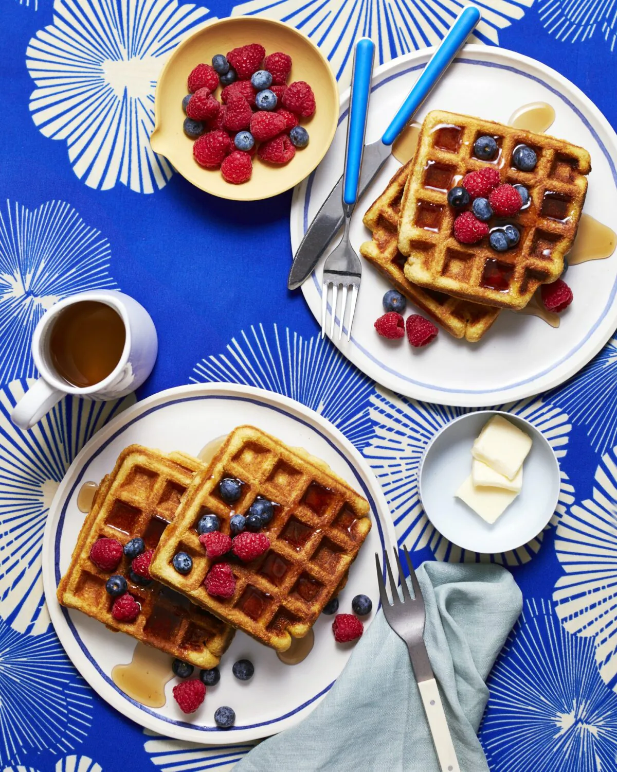 Homemade waffles get an upgrade with light brown sugar and yellow cornmeal. (Ghazalle Badiozamani/TNS)