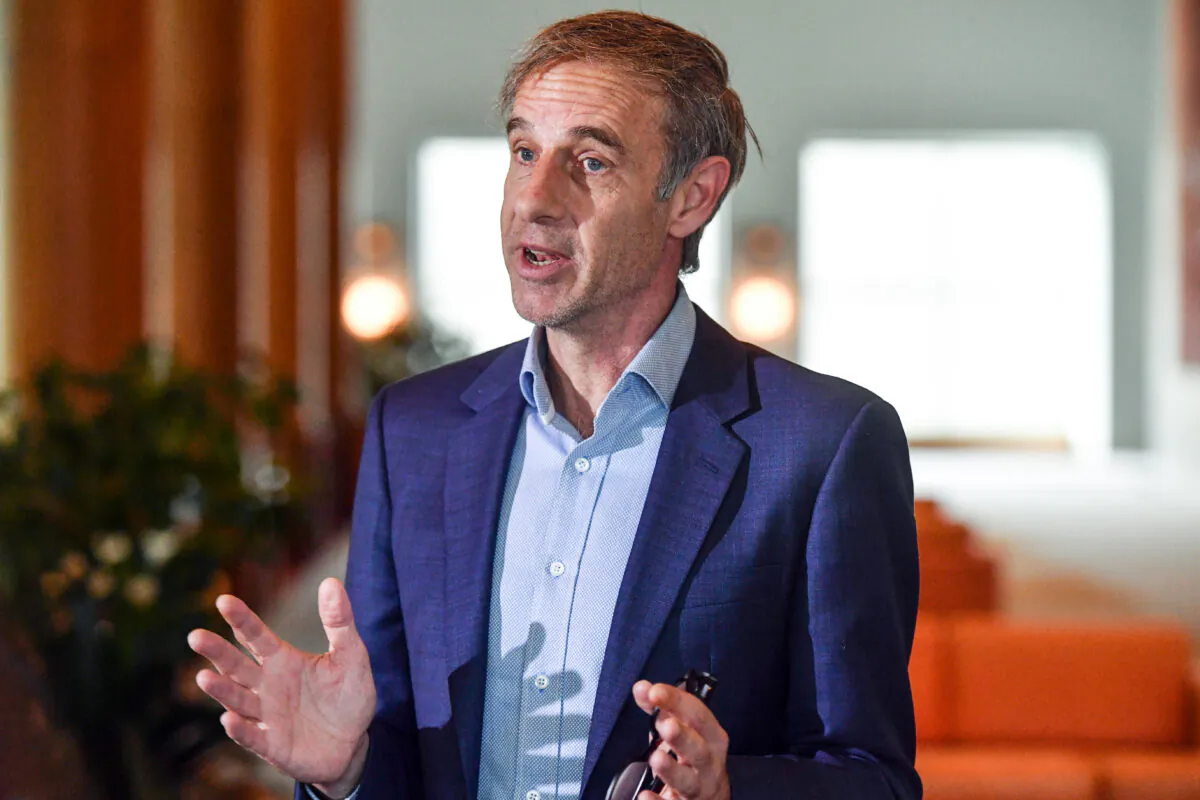 Greens Senator Nick McKim addresses media at Parliament House in Canberra, Australia, on May 14, 2020. (Sam Mooy/Getty Images)