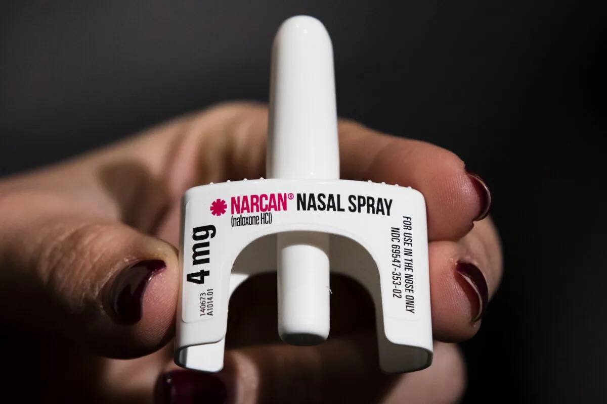 The overdose-reversal drug Narcan is displayed during training for employees of the Public Health Management Corporation (PHMC) in Philadelphia on Dec. 4, 2018. (Matt Rourke/AP)