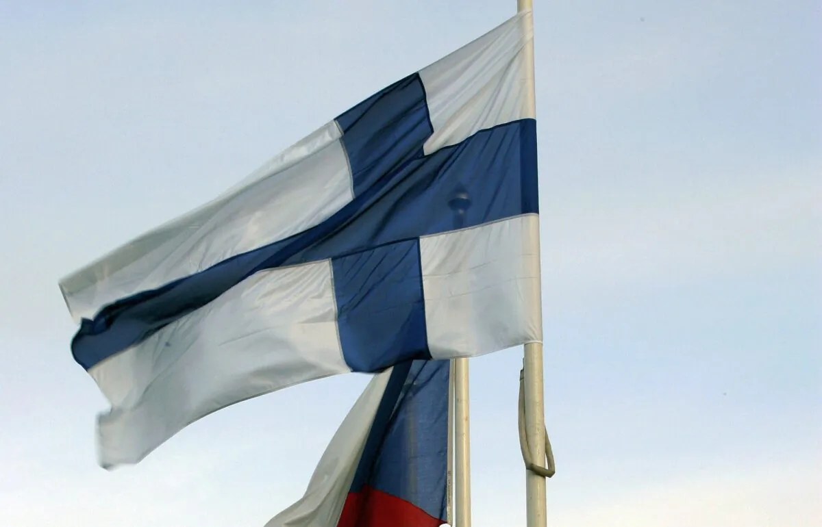 Finnish flag (front), together with European Union country flags, in Lahti, Finland, in a file photo. (Gerard Cerles/AFP/Getty Images)
