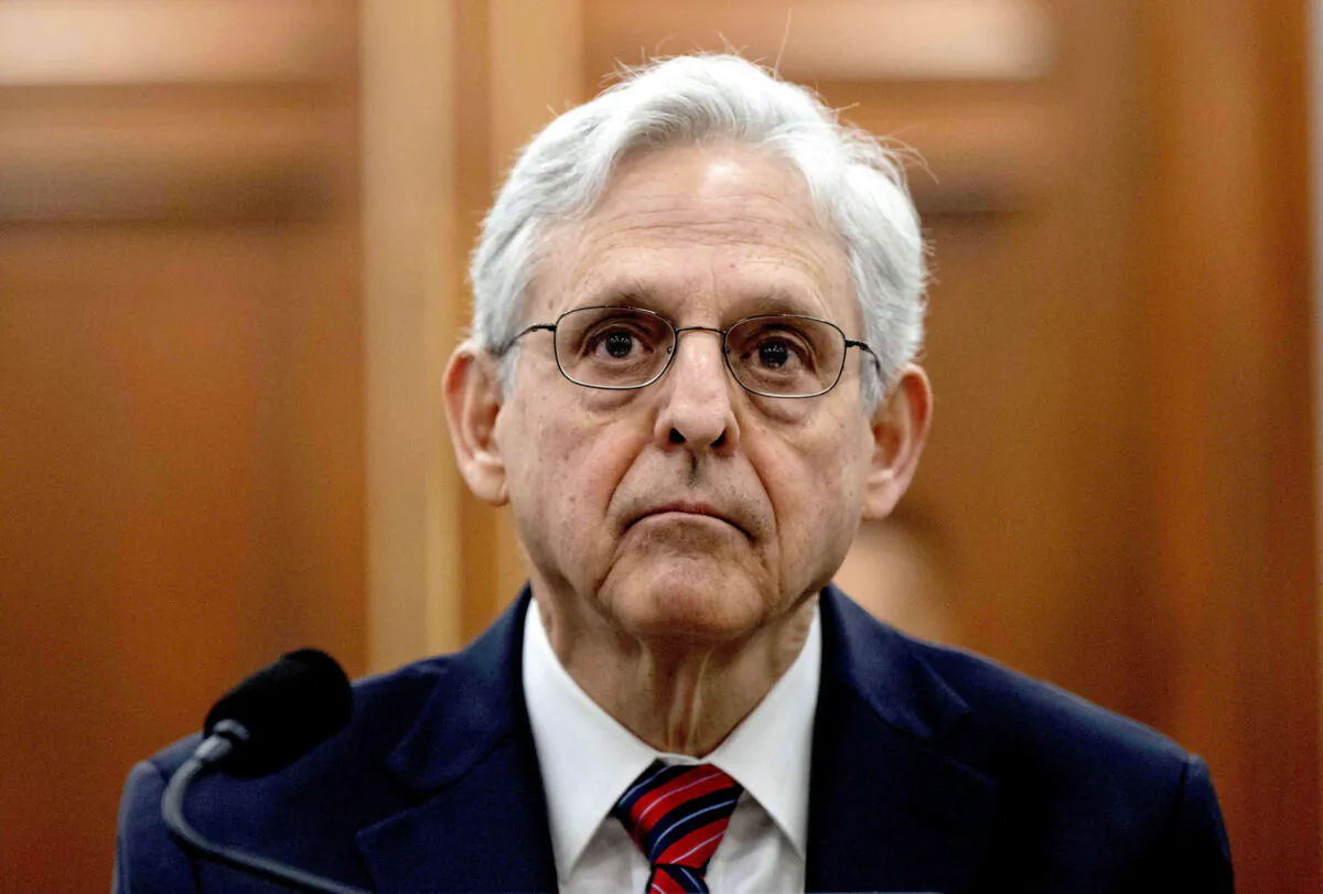 Attorney General Merrick Garland looks on as he testifies at a House Appropriations Committee Commerce, Justice, Science, and Related Agencies Subcommittee hearing on "Budget Hearing—FY2024 Request for the Department of Justice" in Washington on March 29, 2023. (Andrew Caballero-Reynolds/AFP via Getty Images)
