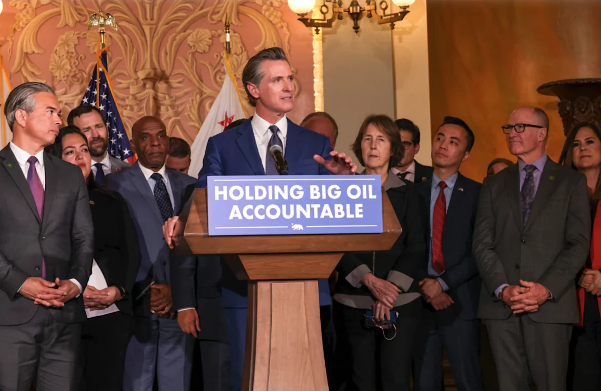 California Gov. Gavin Newsom speaks in the rotunda of the California State Capitol in Sacramento, Calif., on March 28, 2023. (Courtesy of the Office of Governor Gavin Newsom)