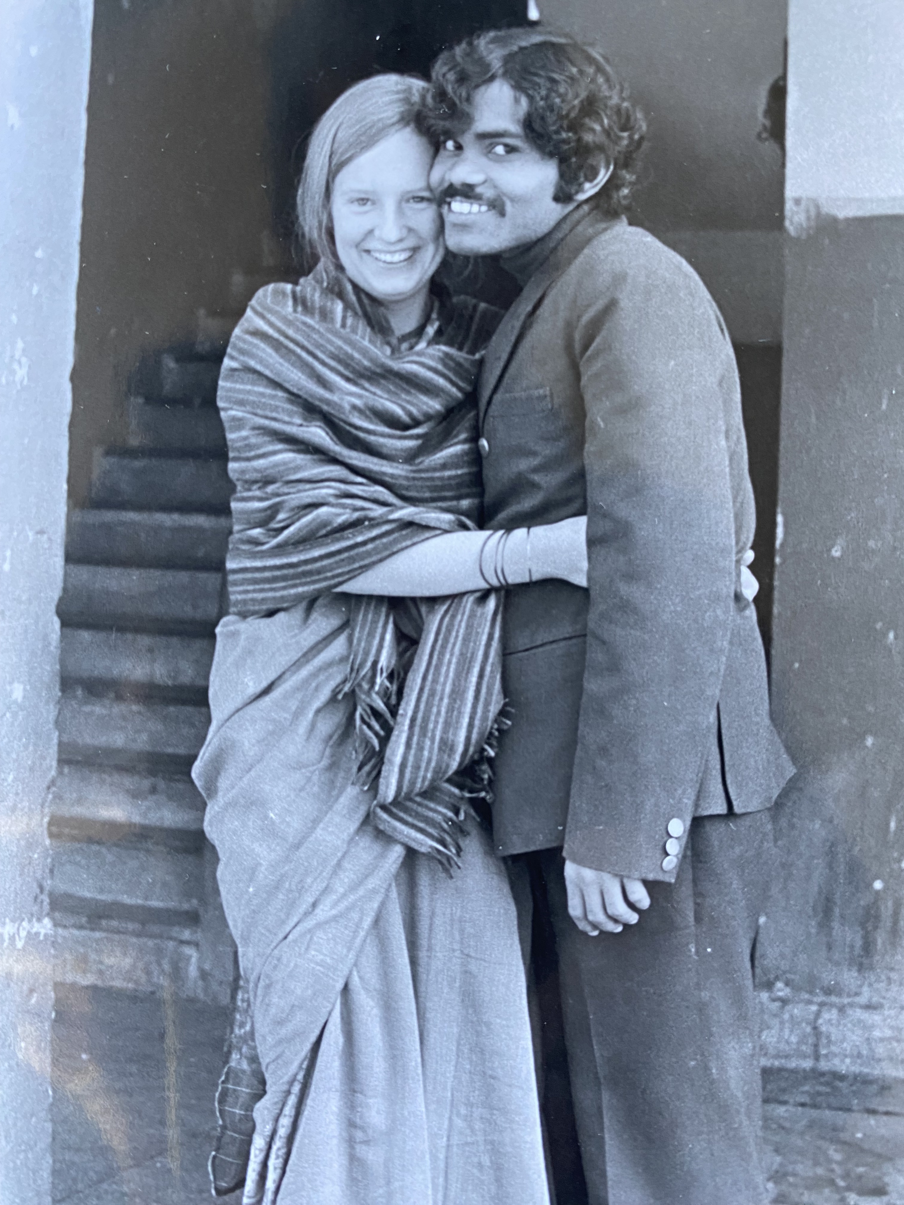 Pradyumna Kumar "PK" Mahanandia with his wife Charlotte "Lotte" Von Schedvin hugging him