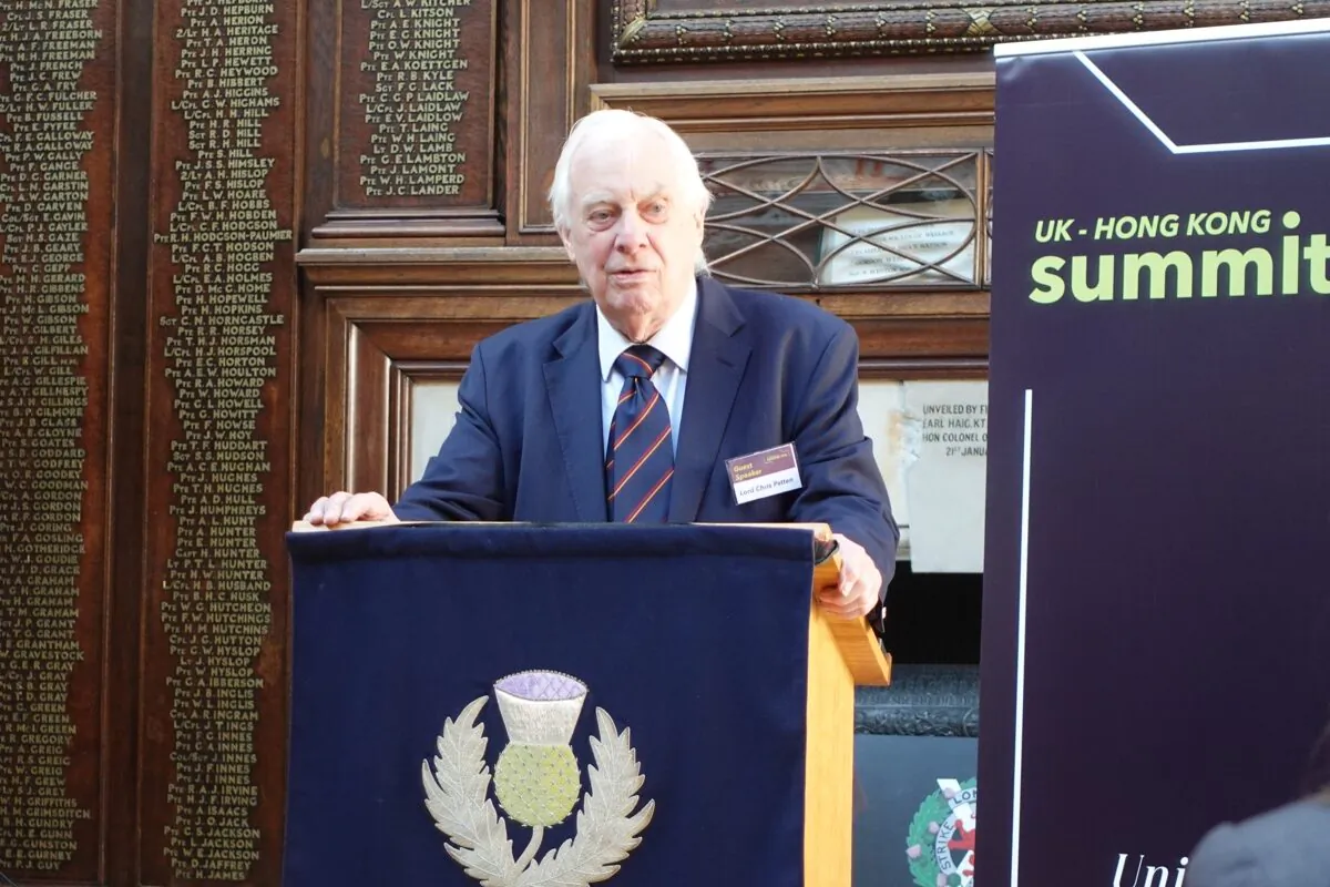 The British Hong Kong People's Summit invited the last Governor of Hong Kong to speak at the event on March 27, 2023 (The Epoch Times)