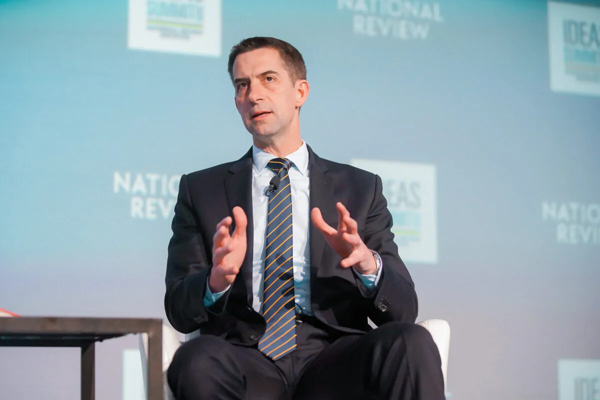 Senator Tom Cotton (R-Ark.) speaks at the National Review Institute's Ideas Summit on March 30, 2023. (Courtesy of NRI)