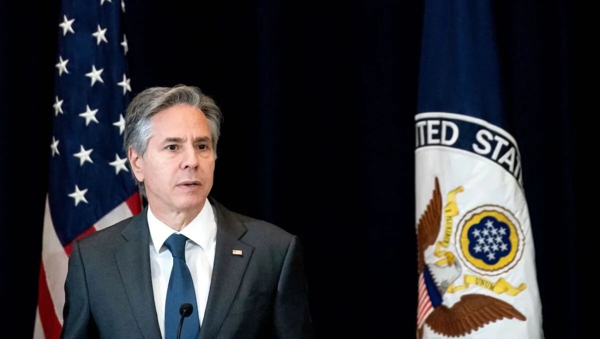 Secretary of State Antony Blinken delivers remarks at the State Department in Washington, on March 28, 2023. (Stefani Reynolds/AFP via Getty Images)