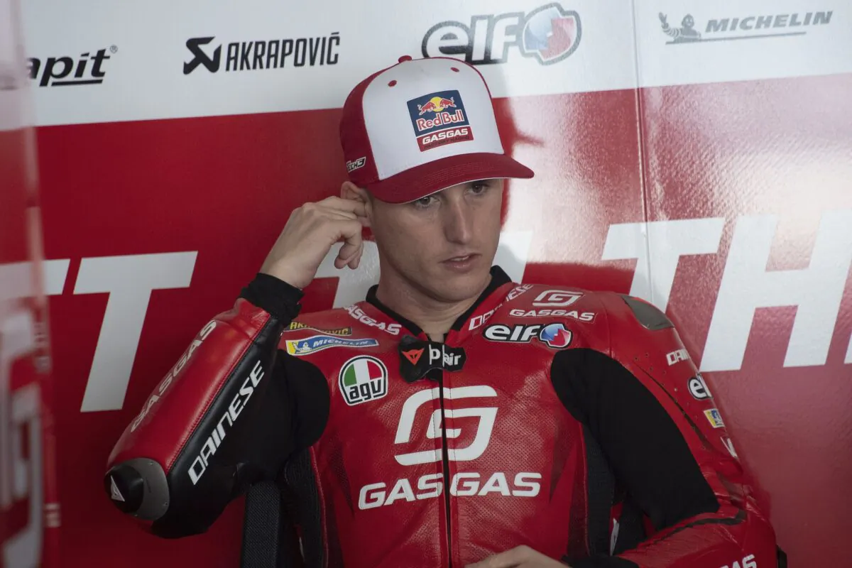 Pol Espargaro of Spain and GasGas Factory Racing Tech3 prepares to start in box during the Portimao MotoGP Official Test at Portimao Circuit in Portimao, Portugal, on March 12, 2023. (Mirco Lazzari gp/Getty Images)