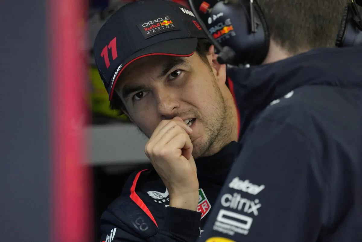 Red Bull Racing's Mexican driver Sergio Perez during the qualifying session of the 2023 Formula One Australian Grand Prix at the Albert Park Circuit in Melbourne, on April 1, 2023. (Simon Baker/Reuters, Pool)