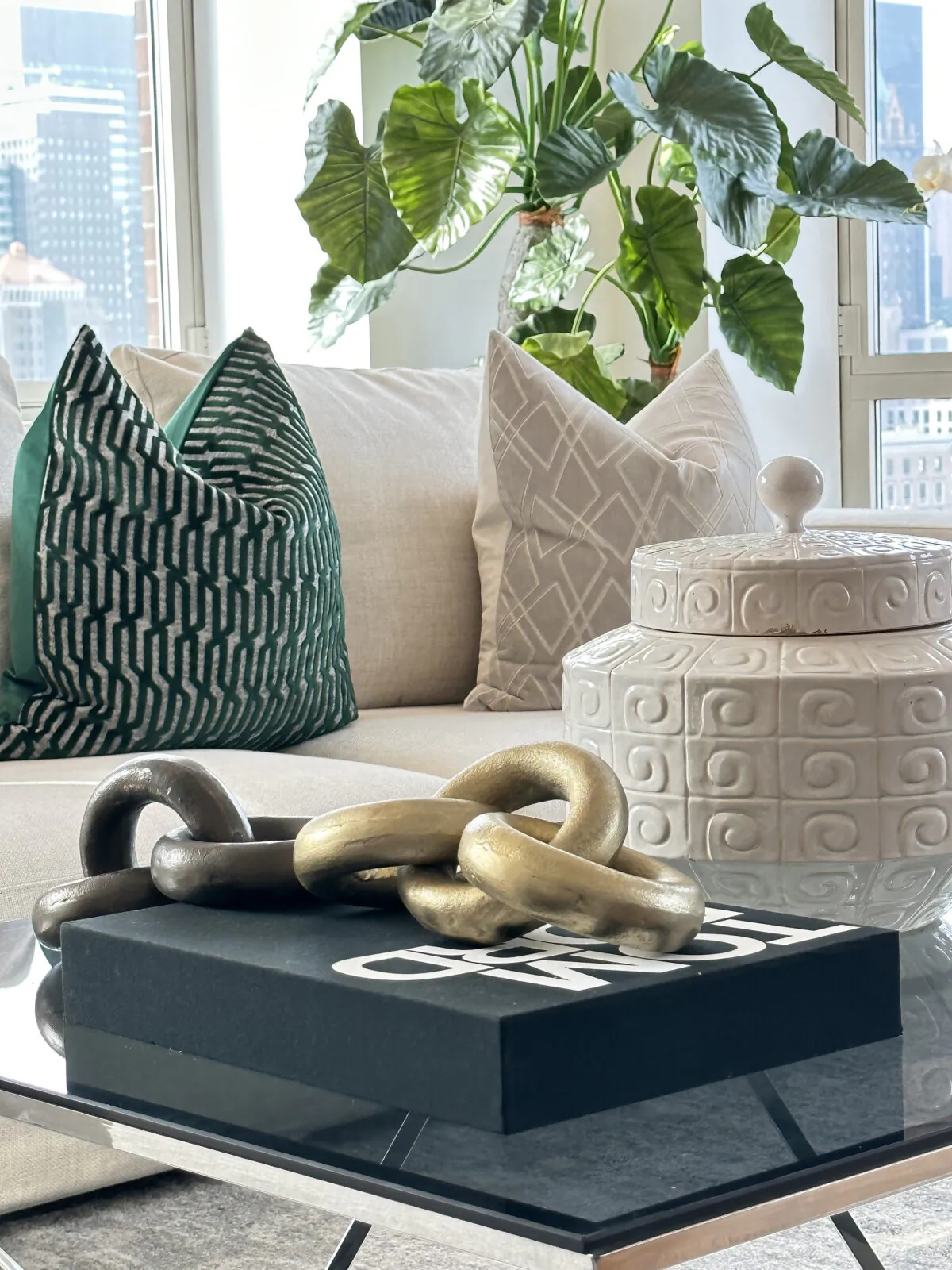 A large tree is placed near a living room window. (Handout/TNS)