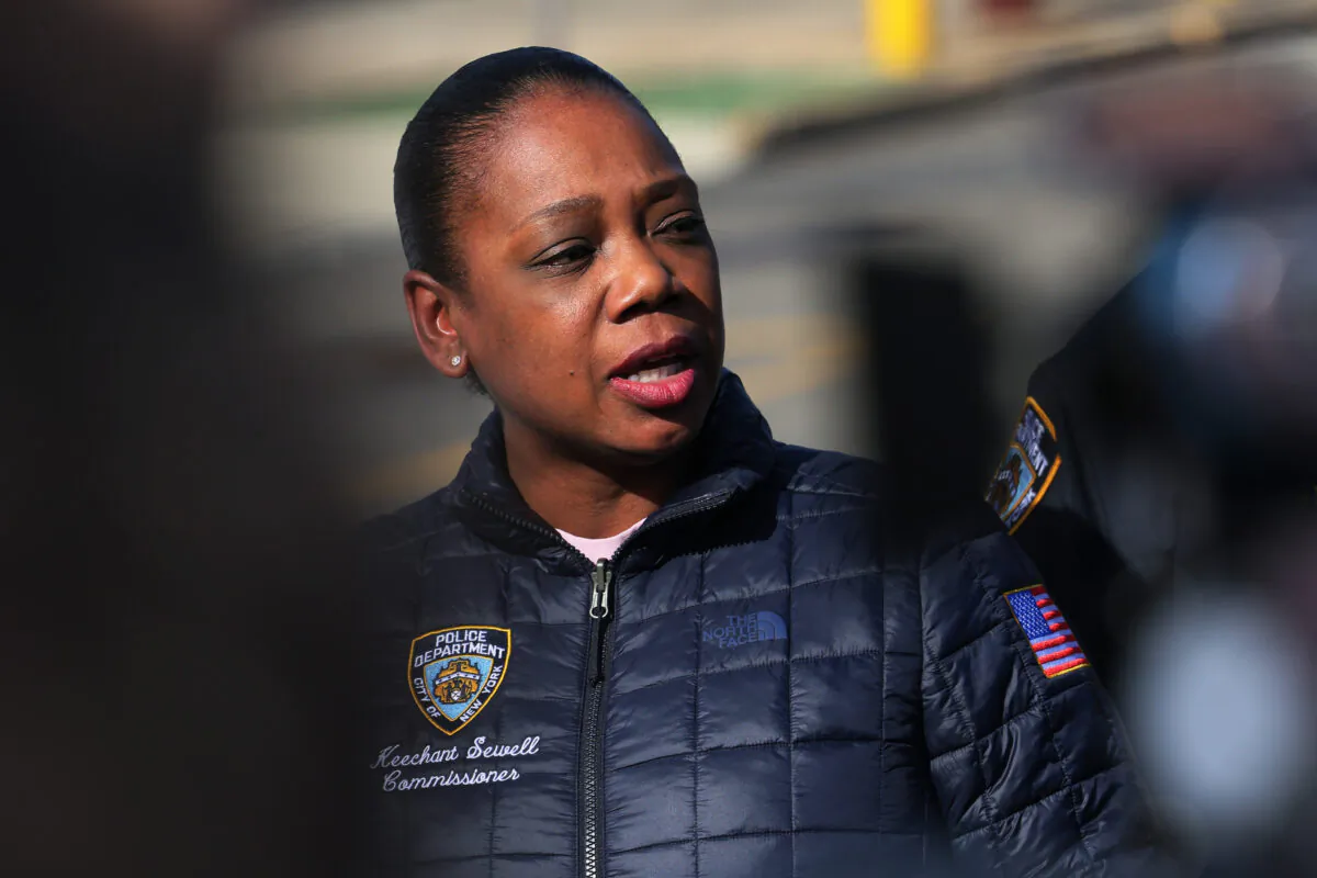 NYPD Police Commissioner Keechant L. Sewell speaks during a briefing, on Feb. 13, 2023. (Michael M. Santiago/Getty Images)