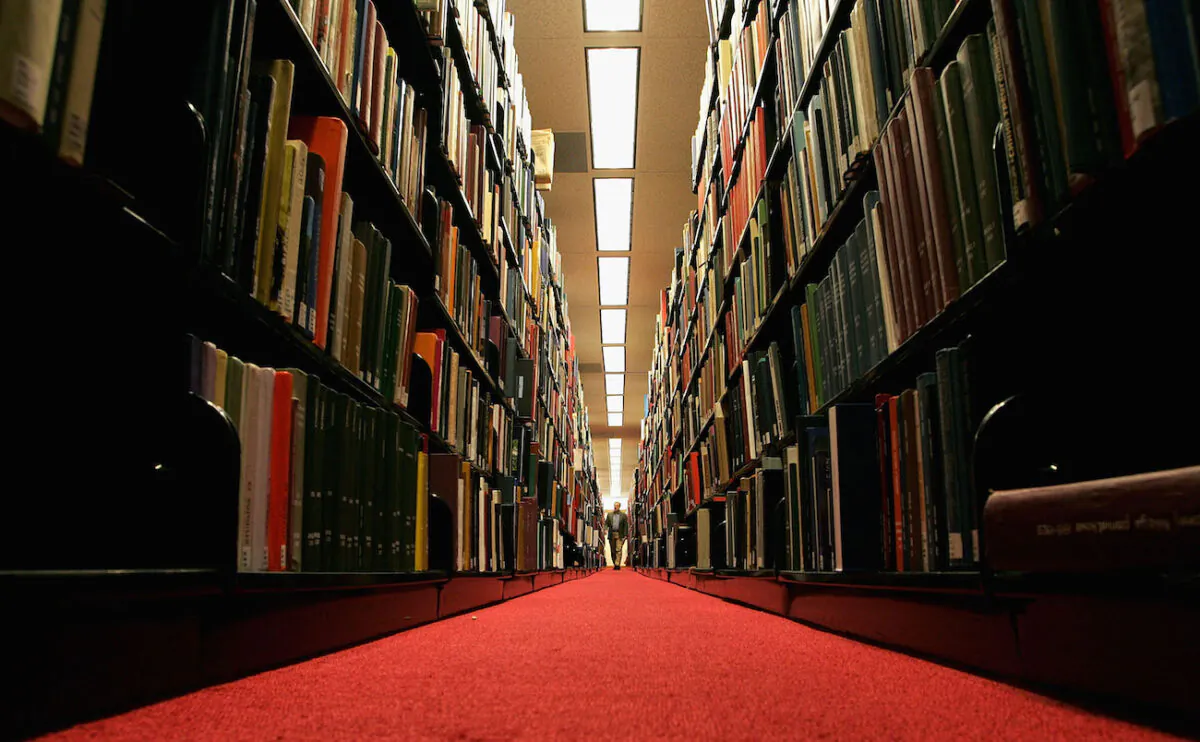 A file photo of books in a library. (Justin Sullivan/Getty Images)