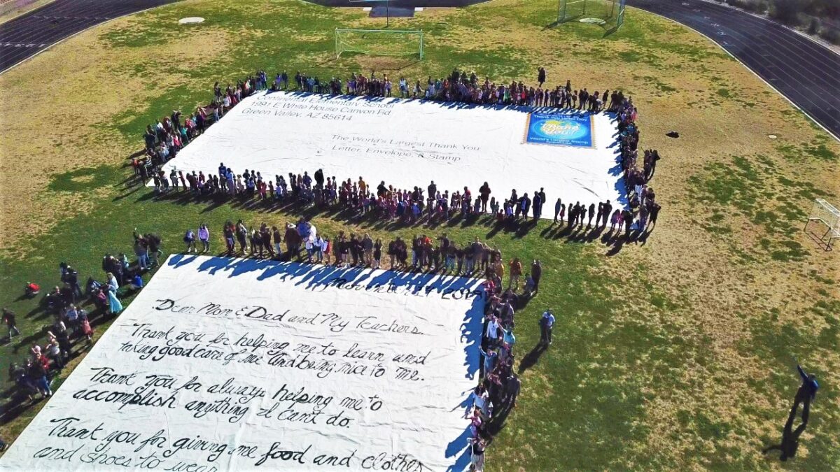 NextImg:What Does It Take to Write a Thank You Letter the Size of a School Gym?