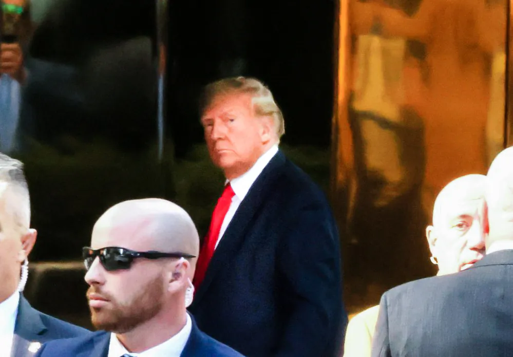 Former President Donald Trump arrives at Trump Tower in New York on April 3, 2023. (Michael M. Santiago/Getty Images)