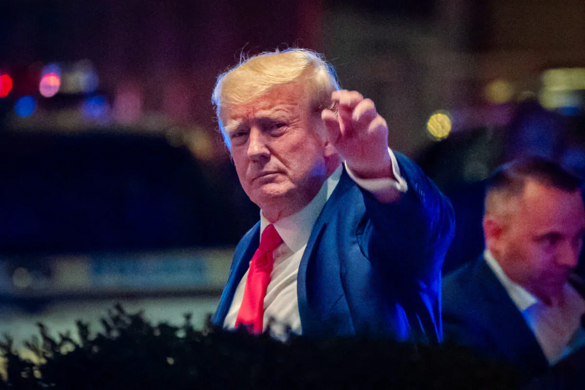 Former President Donald Trump arrives at Trump Tower the day after FBI agents raided his Mar-a-Lago Palm Beach home, in New York on Aug. 9, 2022. (David 'Dee' Delgado/Reuters)