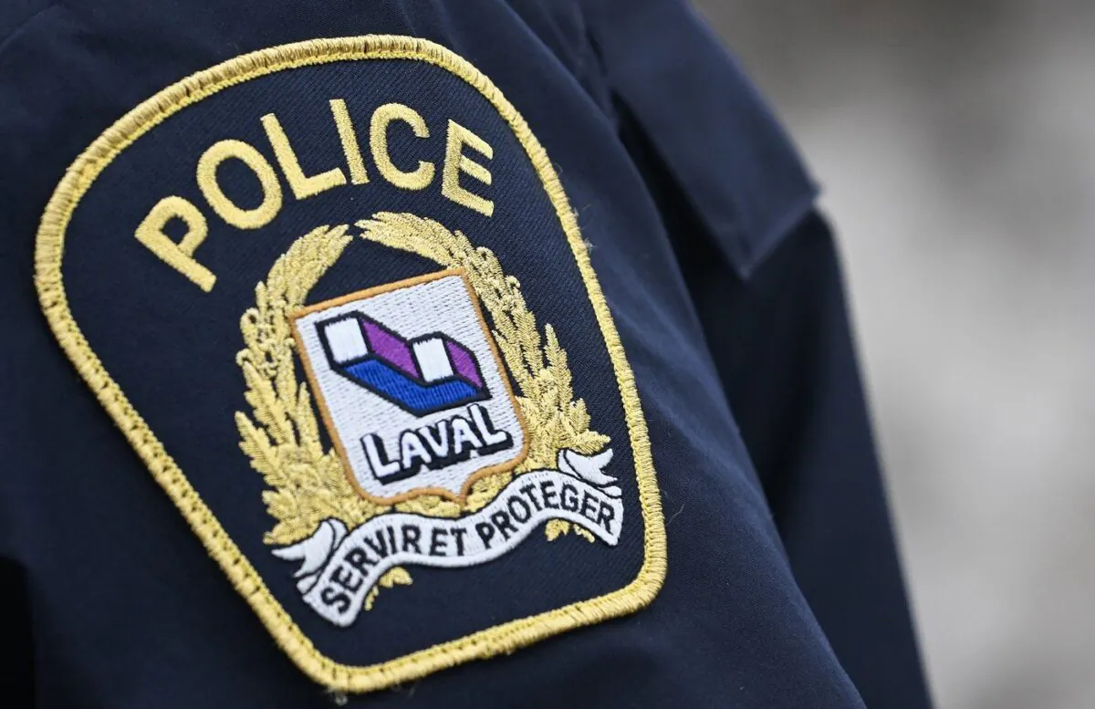 A Laval police badge is shown in Laval, Que, Feb. 9, 2023. (The Canadian Press/Graham Hughes)
