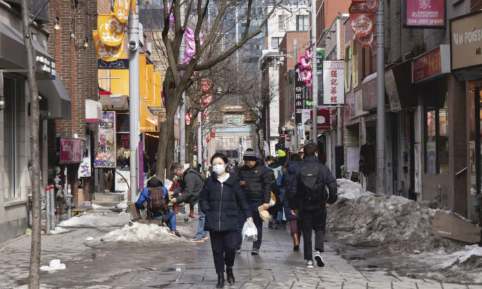 The Chinatown gate is seen in Montreal on March 9, 2023, where one of two Quebec community groups is located that is under investigation for allegedly operating as secret police stations for the Chinese regime. (The Canadian Press/Ryan Remiorz)