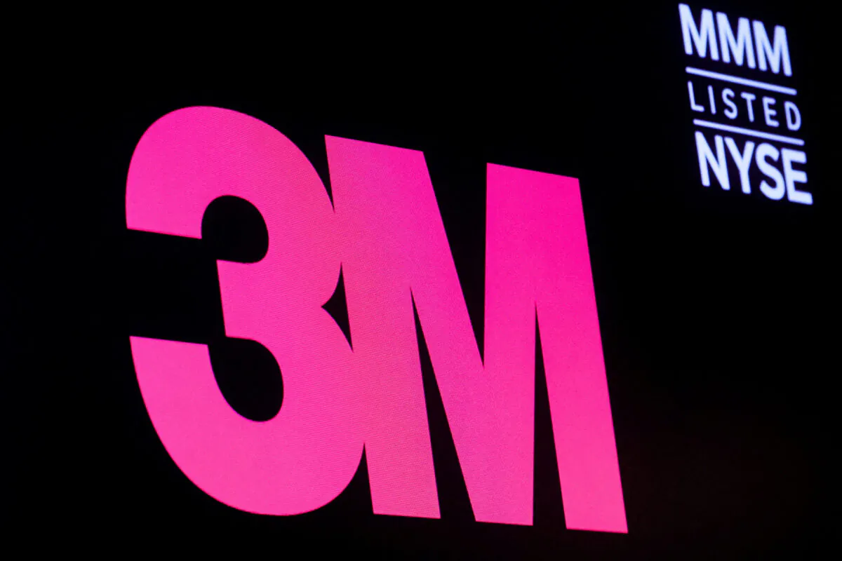 The company logo and trading information for 3M is displayed on a screen on the floor of the New York Stock Exchange (NYSE) in New York on Nov. 29, 2022. (Brendan McDermid/Reuters)