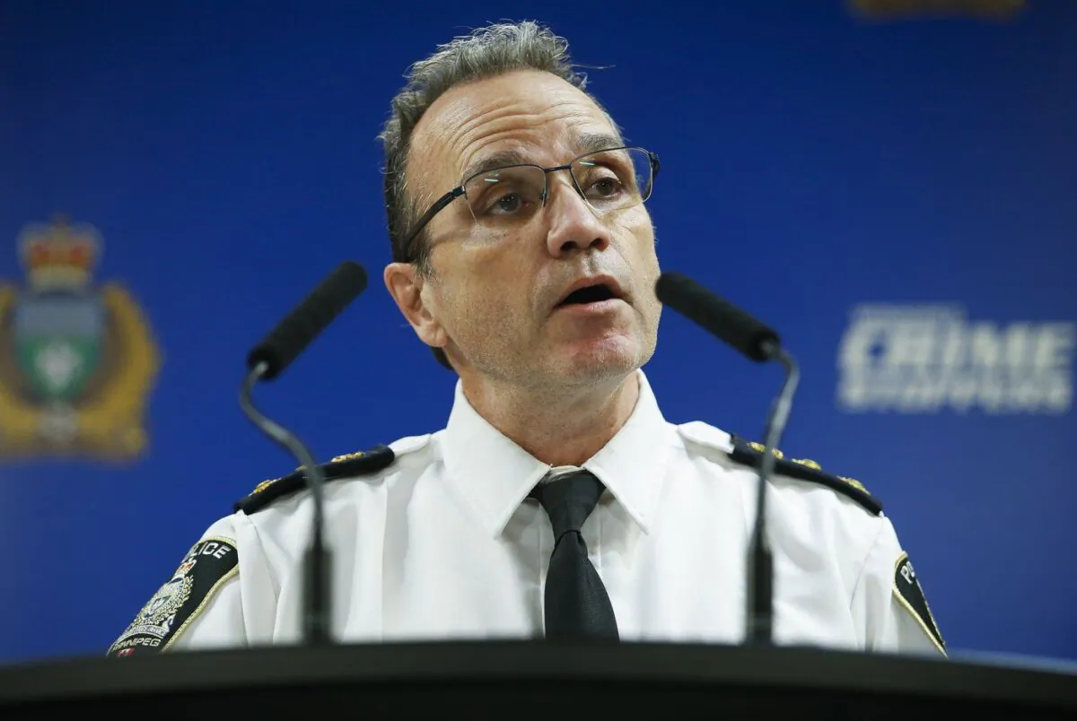 Winnipeg police Chief Danny Smyth provides an update to an ongoing homicide investigation in Winnipeg, Dec. 1, 2022. (The Canadian Press/John Woods)
