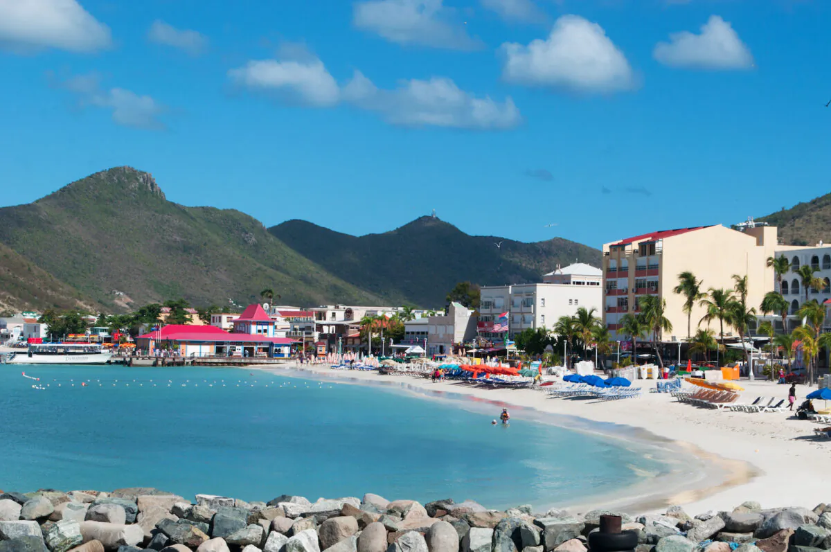 The beach seen from the dock of the port of Philipsburg, the main town and capital of St. Martin. (Naeblys/Shutterstock)