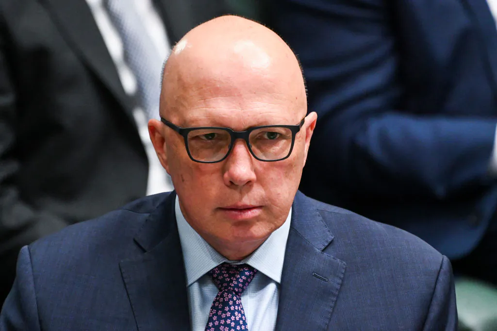 Leader of the Opposition Peter Dutton speaks during Question Time at Parliament House in Canberra, Australia, on March 30, 2023. (Martin Ollman/Getty Images)