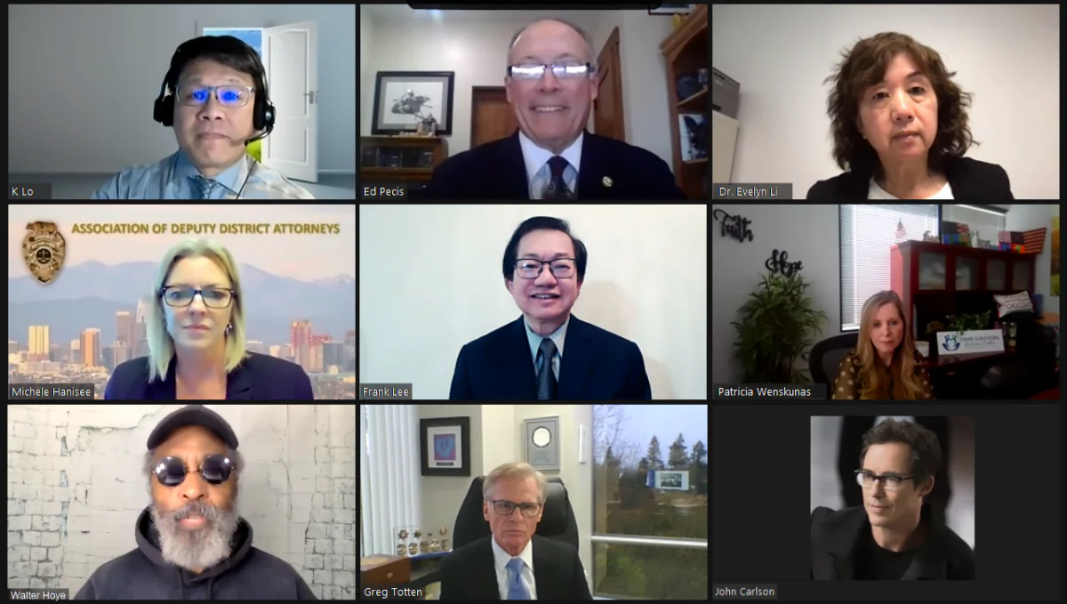 Attendees of the virtual press conference held on March 28, 2023, to oppose California Senate Bill 58. (Courtesy of Frank Lee)