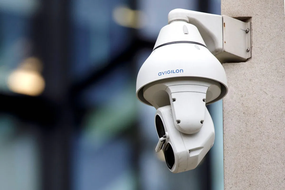 A security camera is seen on a wall in King's Cross, London on Aug. 16, 2019. (TOLGA AKMEN/AFP via Getty Images)