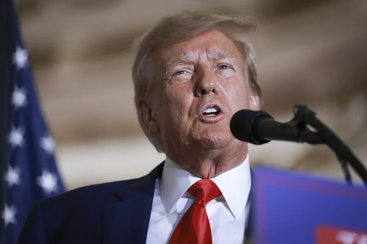 Former President Donald Trump speaks during an event at the Mar-a-Lago Club in West Palm Beach, Fla., on April 4, 2023. (Joe Raedle/Getty Images)