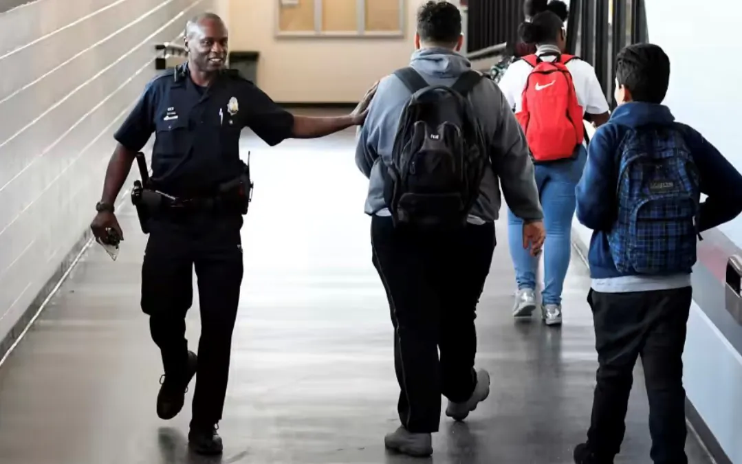 An estimated 42 percent of U.S. schools have at least one officer on campus. (Joe Amon/The                          Denver Post/Getty)