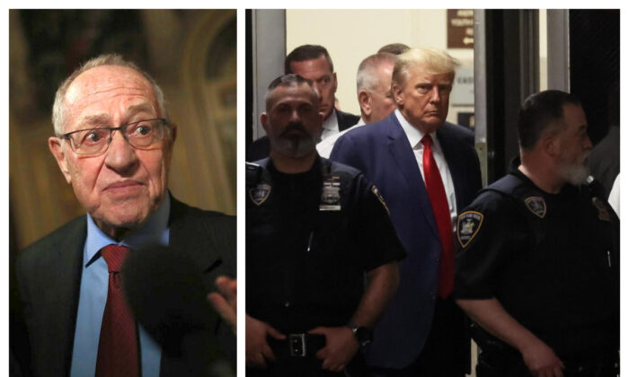 Alan Dershowitz and former President Donald Trump are seen in file photos. (Mario Tama/Getty Images; Michael M. Santiago/Getty Images)