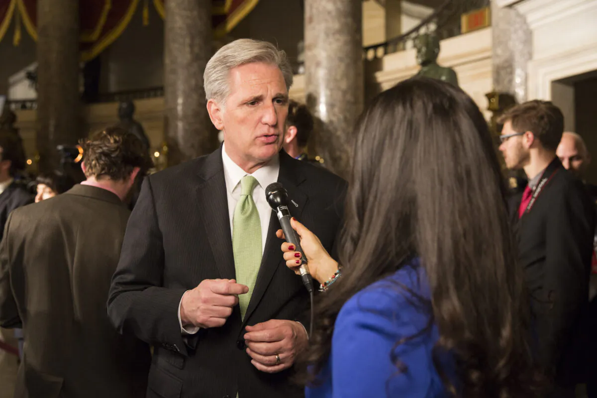 House Majority Leader Kevin McCarthy (R-Calif.) in the Statuary Hall of the Capitol building in Washington, on Jan. 30, 2018. (Samira Bouaou/The Epoch Times)