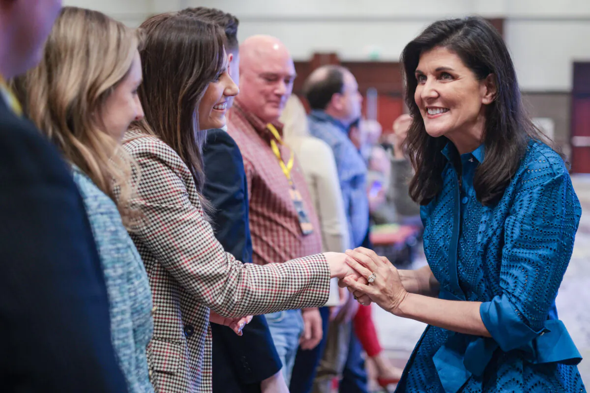Republican presidential candidate and former U.N. Ambassador Nikki Haley greets attendees after speaking at the Vision ’24 National Conservative Forum in Charleston, S.C. on March 18, 2023. (Win McNamee/Getty Images)