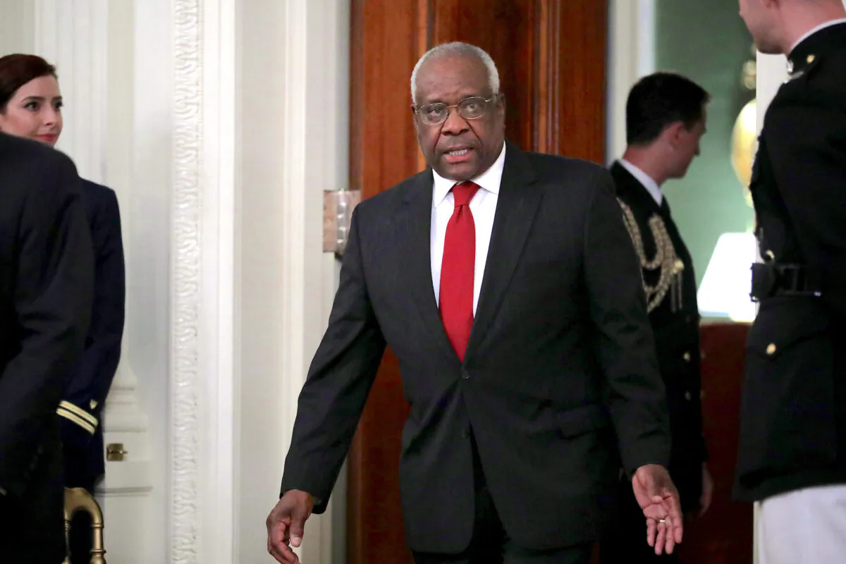 Supreme Court Associate Justice Clarence Thomas in the East Room of the White House on Oct. 8, 2018. (Chip Somodevilla/Getty Images)