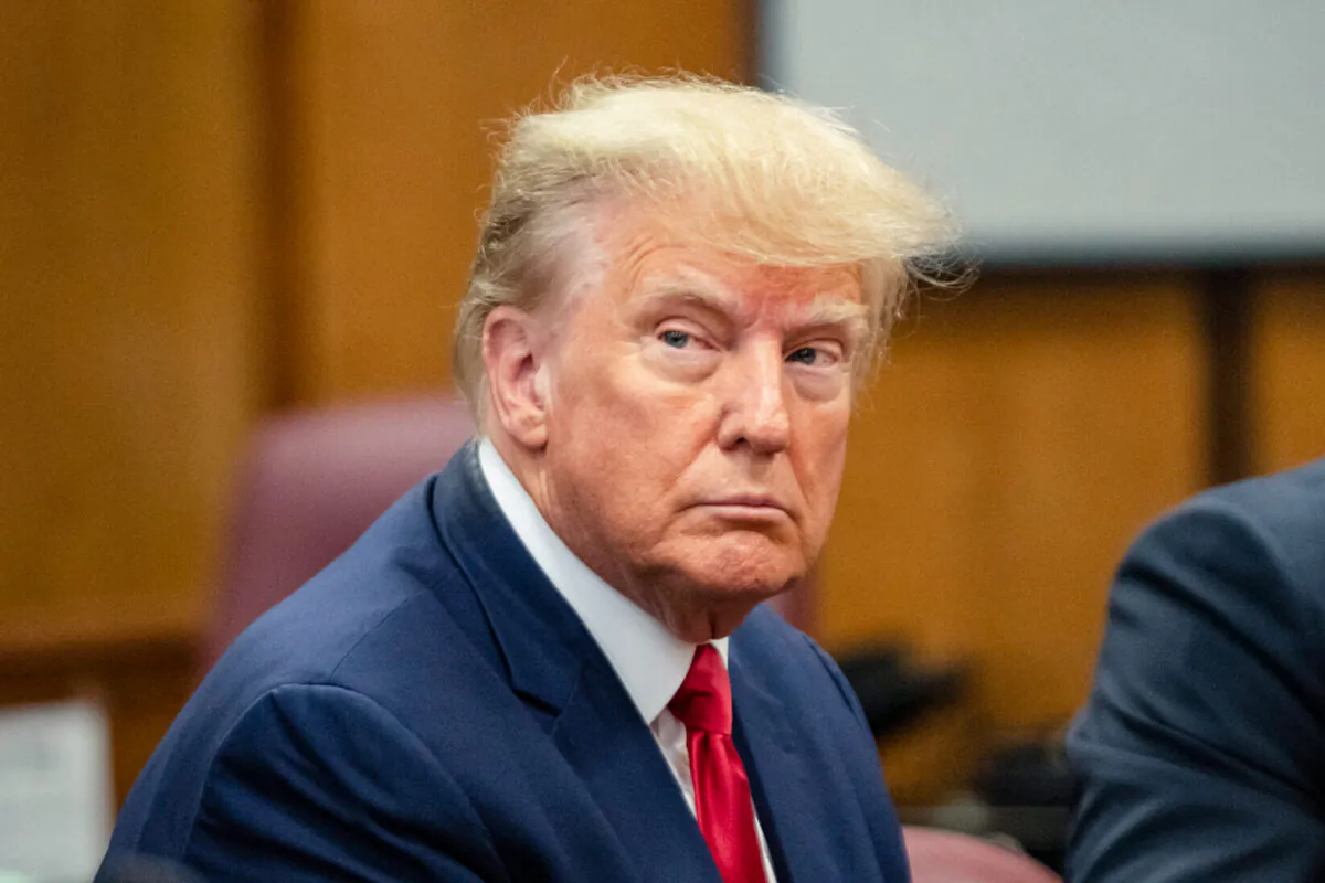 Former President Donald Trump appears in court at the Manhattan Criminal Court in New York on April 4, 2023. (Steven Hirsch/Pool/AFP via Getty Images)