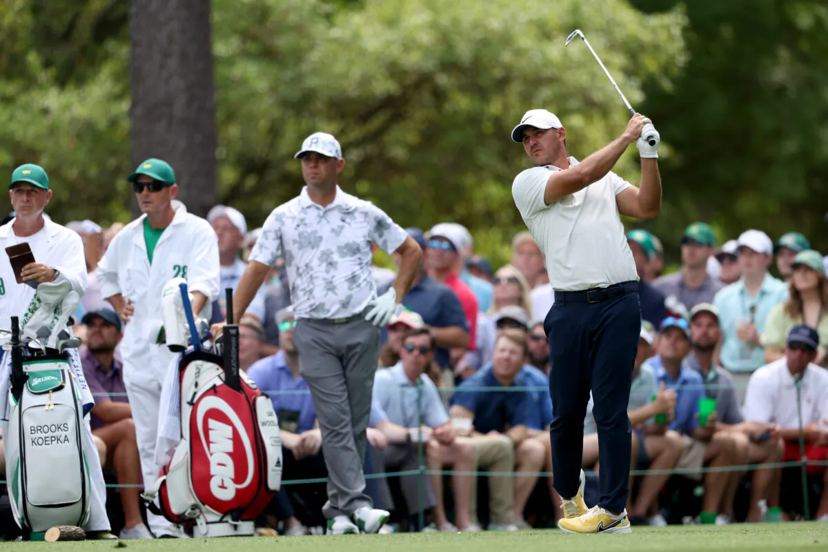 Brooks Koepka of the United States plays a shot on the 16th hole during the second round of the 2023 Masters Tournament at Augusta National Golf Club in Augusta, Georgia, on April 7, 2023. (Christian Petersen/Getty Images)