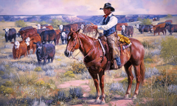 Cowboy Artist Raised on Texas Ranch Paints Old West and New West, Inspired by ‘Gunsmoke,’ Reenactments