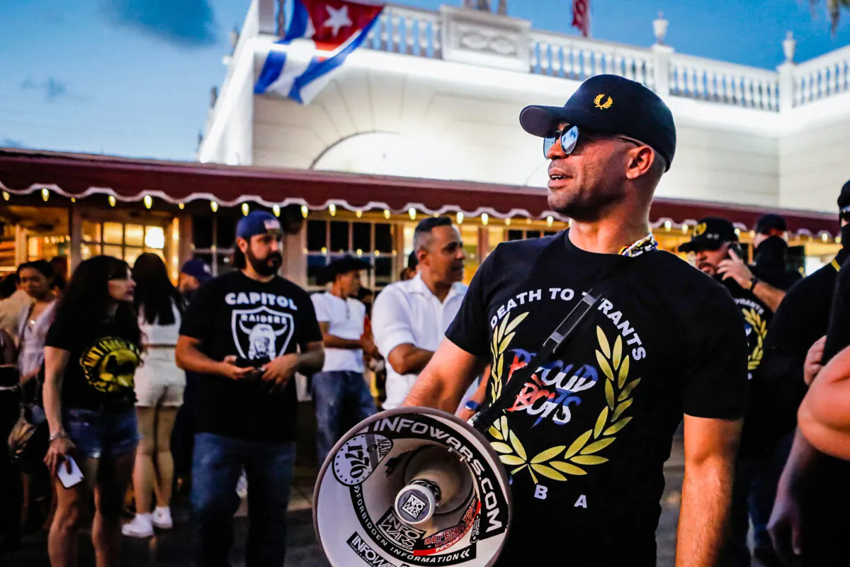 Henry "Enrique" Tarrio, leader of The Proud Boys, attends a protest showing support for Cubans demonstrating against their government, in Miami on July 16, 2021. (Eva Marie Uzcategui /AFP via Getty Images)