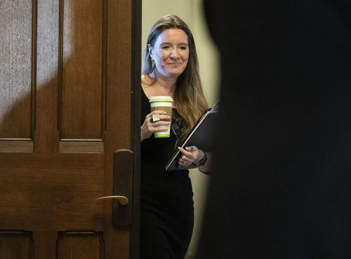 Katie Telford, Chief of Staff to Prime Minister Justin Trudeau, leaves after a meeting of the Liberal Caucus on Parliament Hill in Ottawa on Mar. 8, 2023. (The Canadian Press/Justin Tang)
