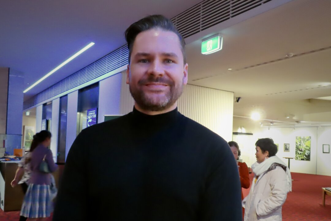Daniel Stanning attends Shen Yun Performing Arts at the Adelaide Festival Centre in Adelaide, Australia, on April 9, 2023. (Rachel Qu/The Epoch Times)