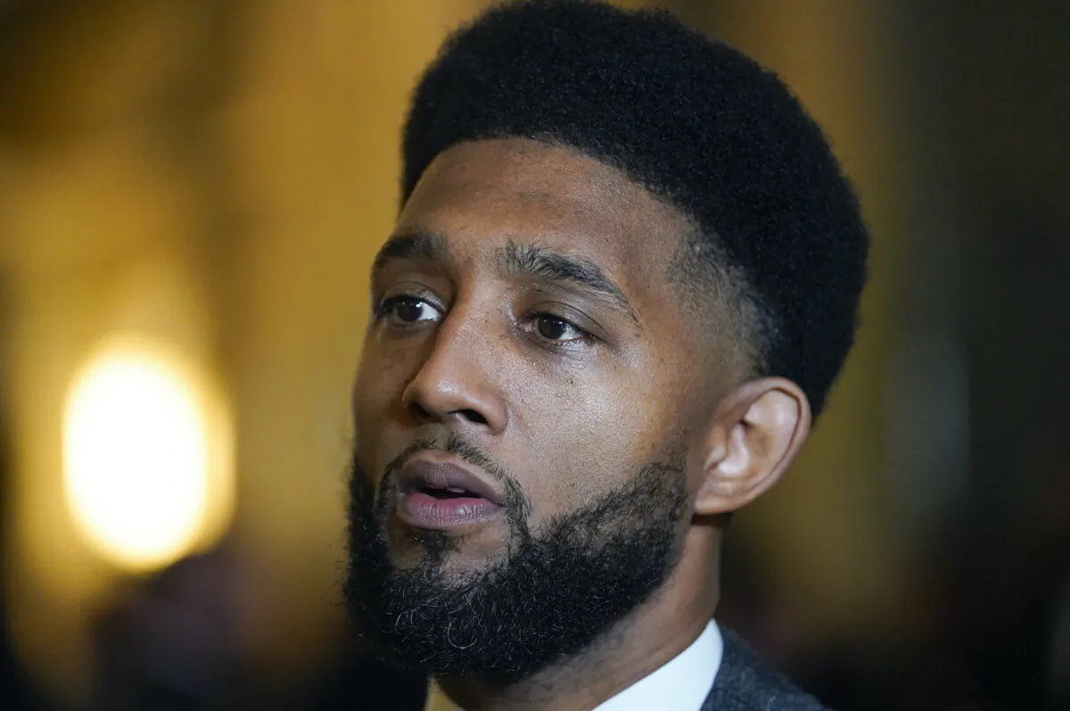 Baltimore Mayor Brandon Scott arrives for the state's General Assembly's annual 90-day session in Annapolis, Md., on Jan. 11, 2023. (Julio Cortez/AP Photo)